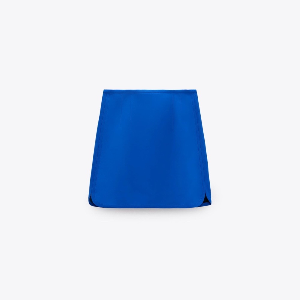 NWT ZARA SATIN EFFECT MINI SKIRT Bluish